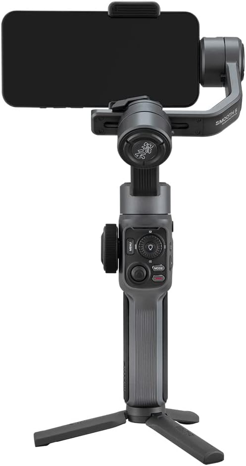 Zhiyun Smooth 5 Combo Gimbal Stabilizer for Smartphone, Handheld 3-Axis Phone Gimbal, Portable Stabilizer for Vlogging, YouTube, Tiktok, Live Video Compatible with iPhone and Android