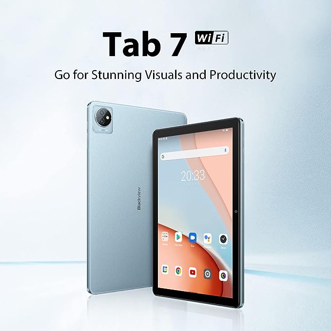 Blackview Tab 7 Wifi, 10.1 inch Android 12 Tablet HD+ 3GB RAM+64GB ROM, 6580mAh Battery, 5MP+2MP Dual Camera, Twilight Blue