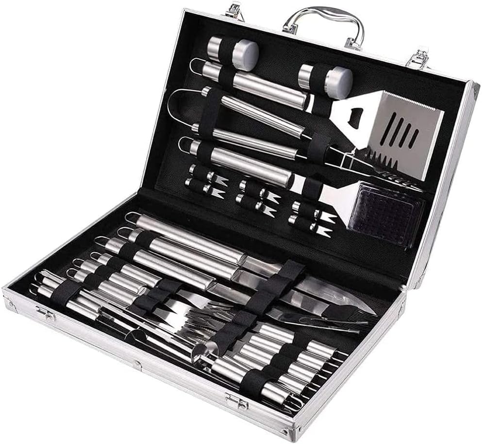 BBQ Tool Aluminum Carrying Case Deluxe Grill Set Grill Smoker Barbecue Accessories Tools Set