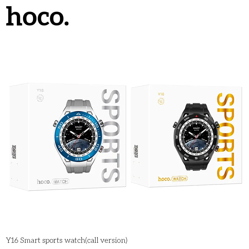 Hoco Y16 Smart Watch 1.39 inch Blood oxygen Heart Rate Sleep monitor IP68 Waterproof Smartwatch Men Women Support for calls
