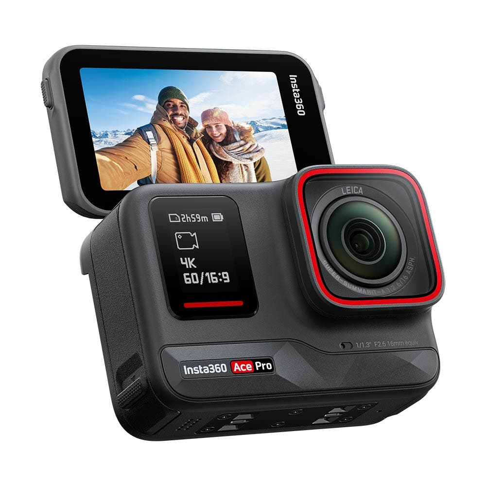 Insta360 Ace Pro - Waterproof Action Camera Co-Engineered with Leica, Flagship 1/1.3" Sensor and AI Noise Reduction for Unbeatable Image Quality, 4K120fps, 2.4" Flip Screen & Advanced AI Features.