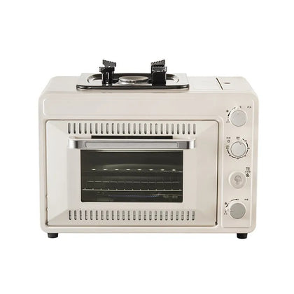 Ruhzjkt 25L Toaster Oven Outdoor Gas Camp Oven Portable w/ Burner Camping Stove