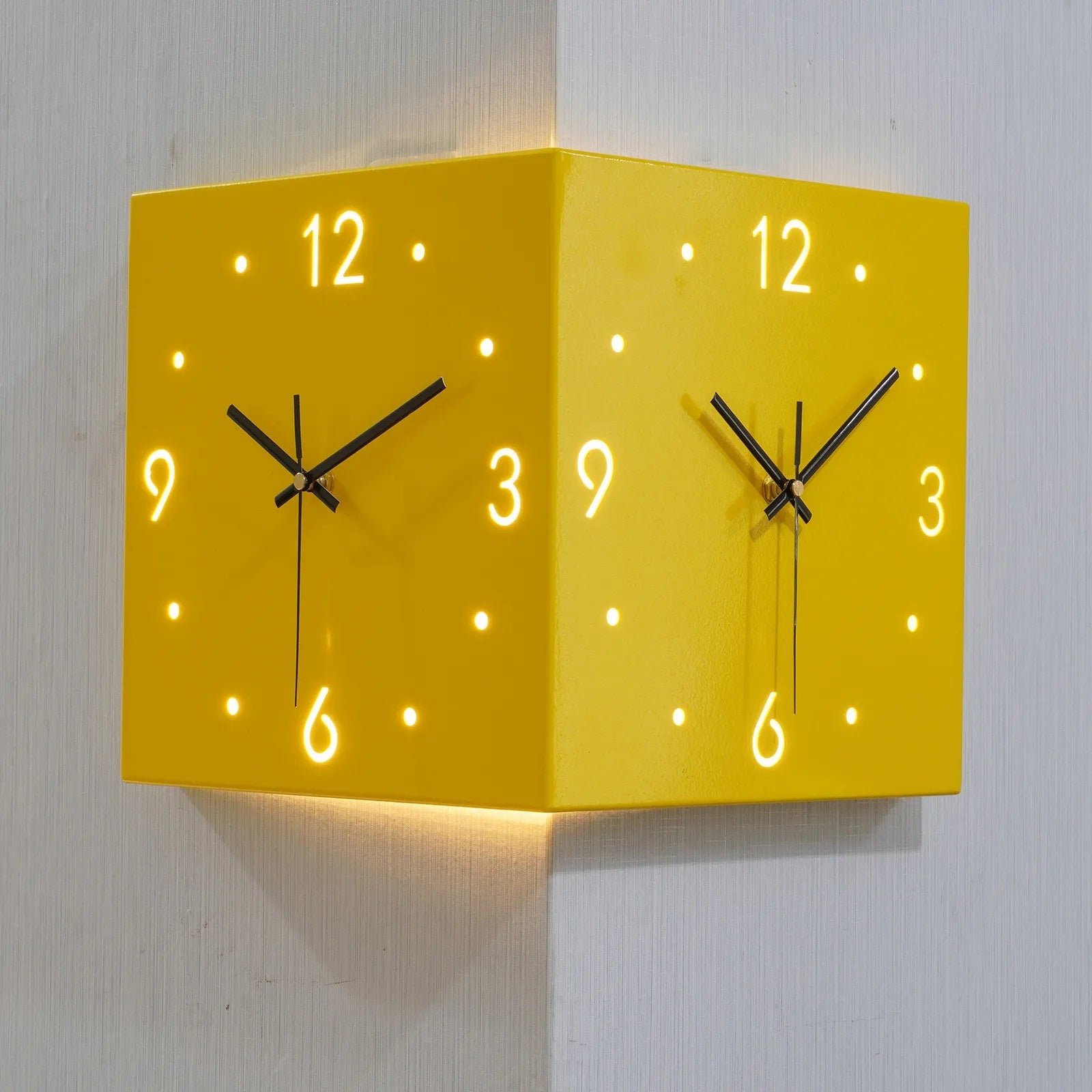 Corner Wall Clock Double Face LED Large Wall Clocks Square Digital Wall Decor Table Mute Clocks Living Room Decoration Ins Watch
